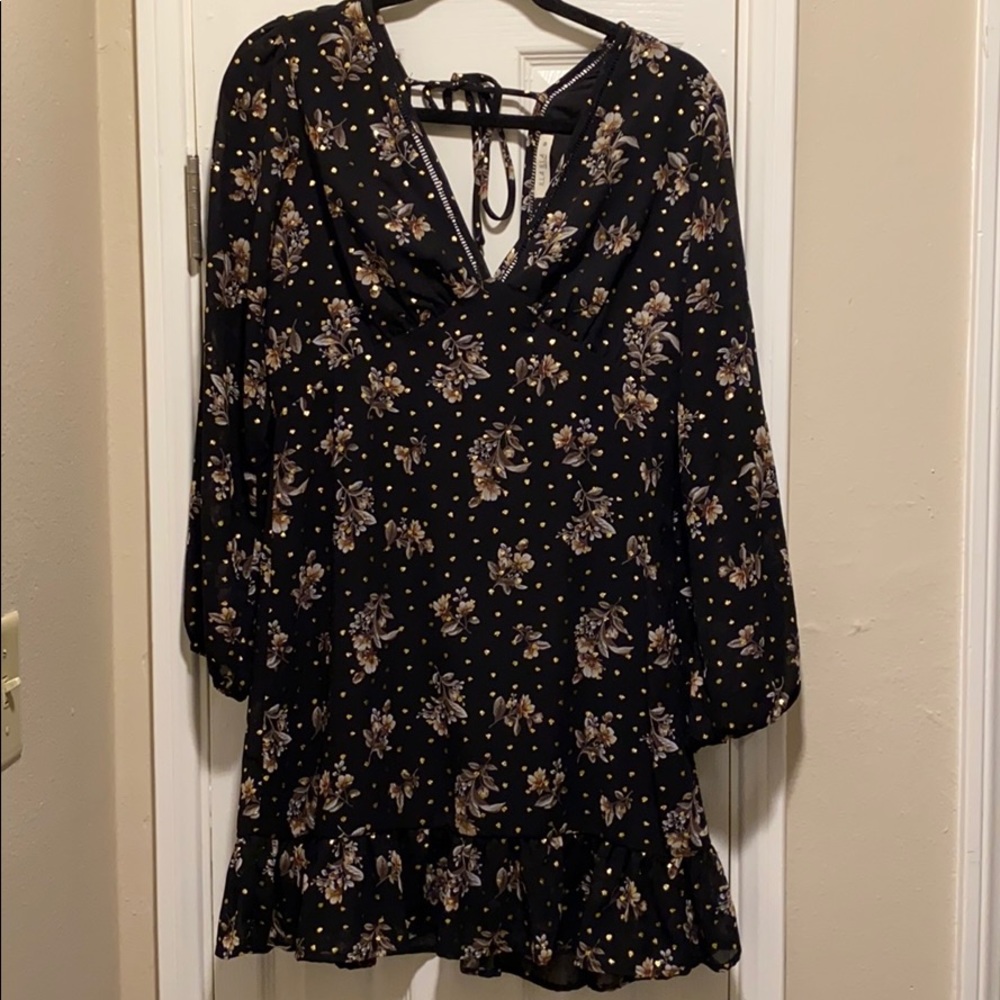 Black ruffle mini dress